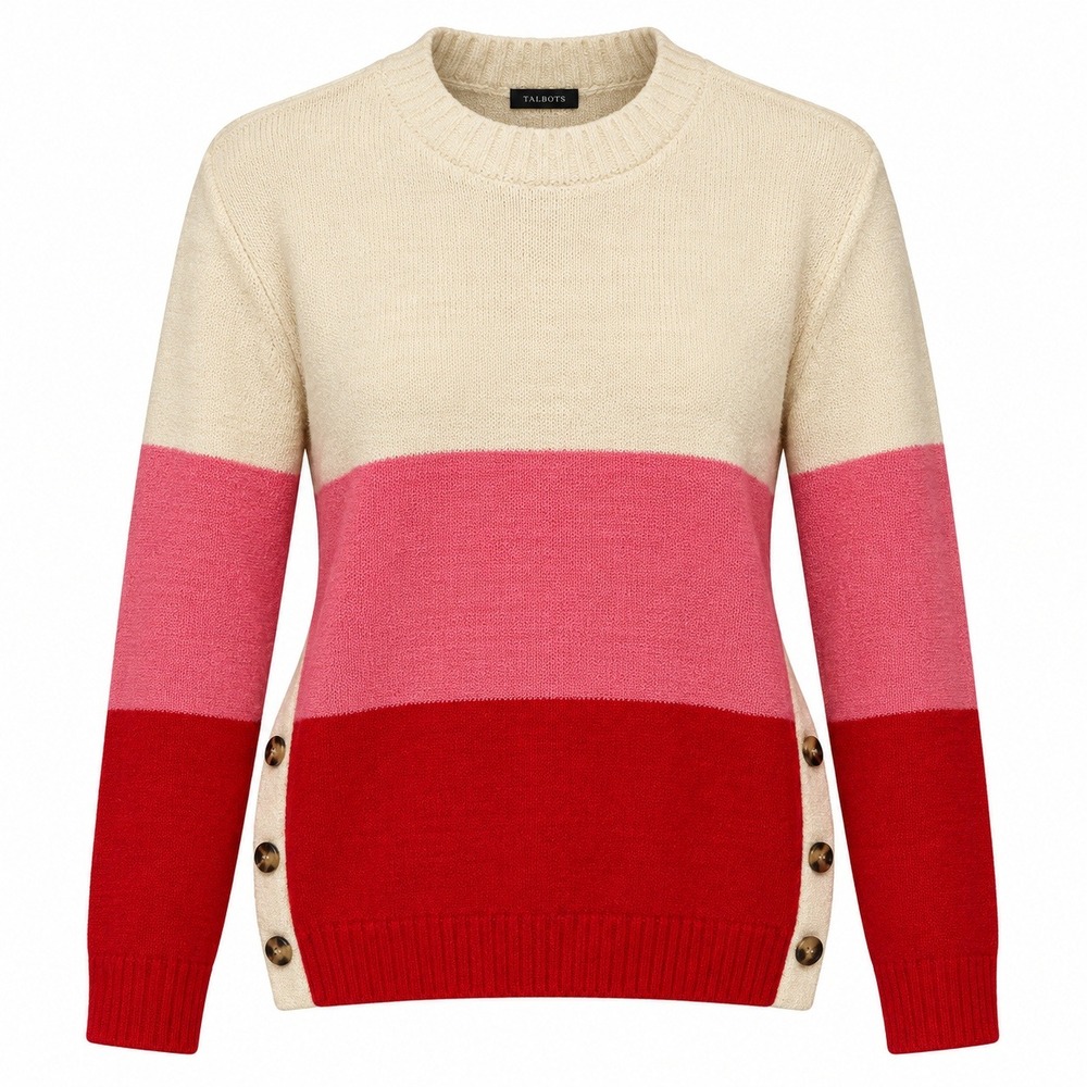 Talbots Preppy Grandmacore Colorblock Sweater Womens S Coquette Coastal Grandma
